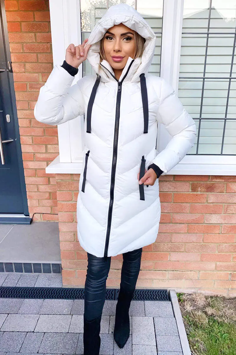 Cream Longline Padded Coat sold by AX Paris product image thumbnail 2