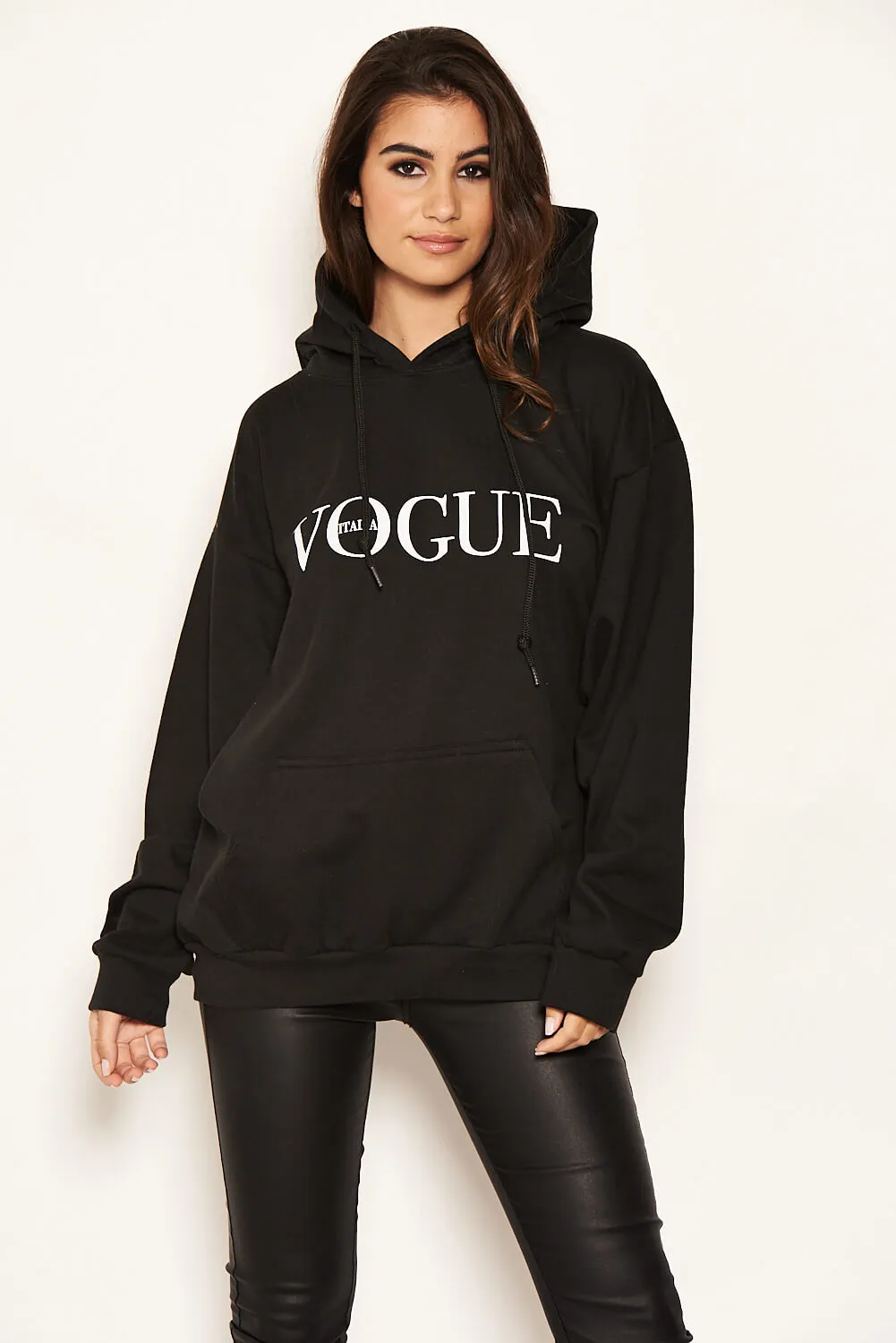 Black Printed Hoody sold by AX Paris