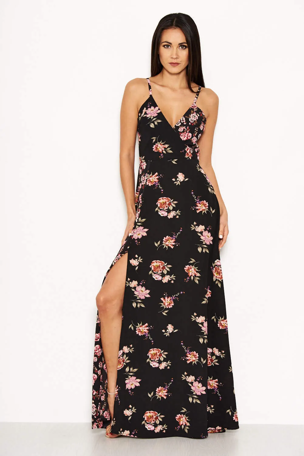 Black Floral V Neck Maxi Dress sold by AX Paris product image thumbnail 4