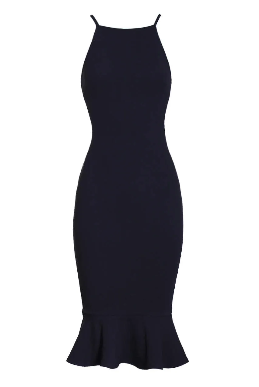 Black Bodycon Midi Dress With Frill Hem sold by AX Paris product image thumbnail 4