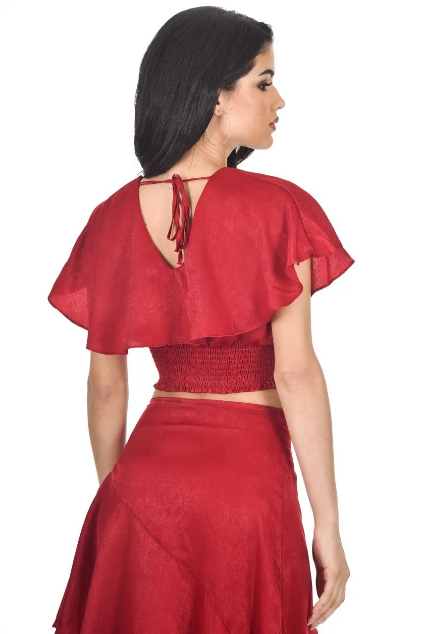 Red Silky Cropped Top sold by AX Paris product image thumbnail 3