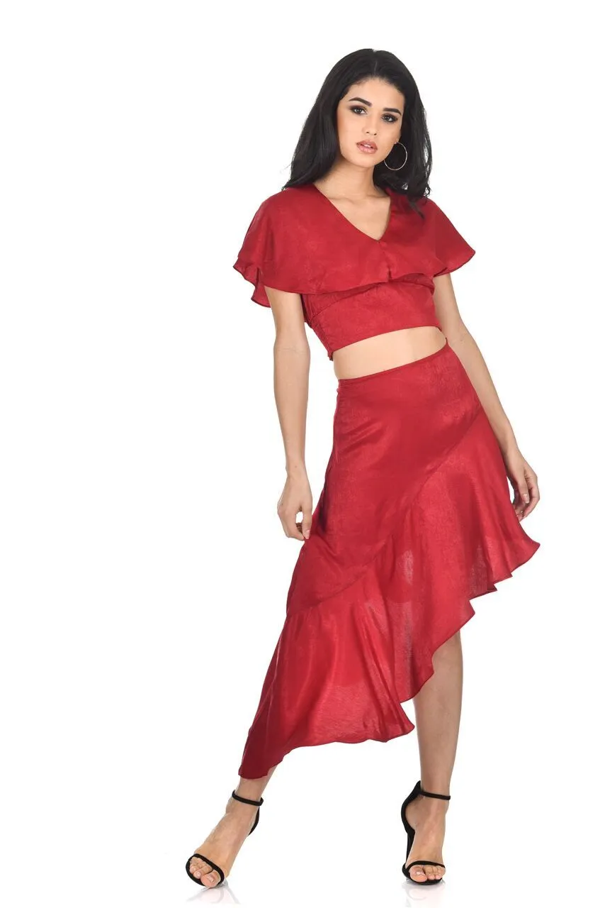 Red Silky Cropped Top sold by AX Paris product image thumbnail 2