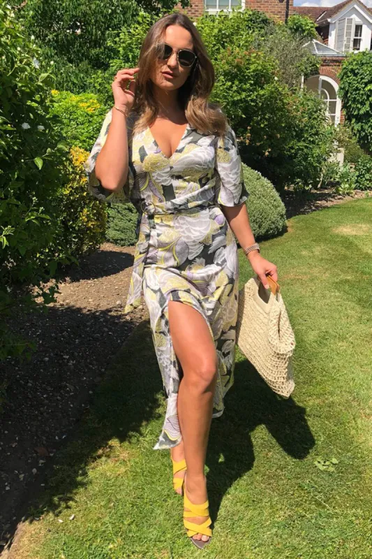 Green Printed Split Maxi Dress sold by AX Paris