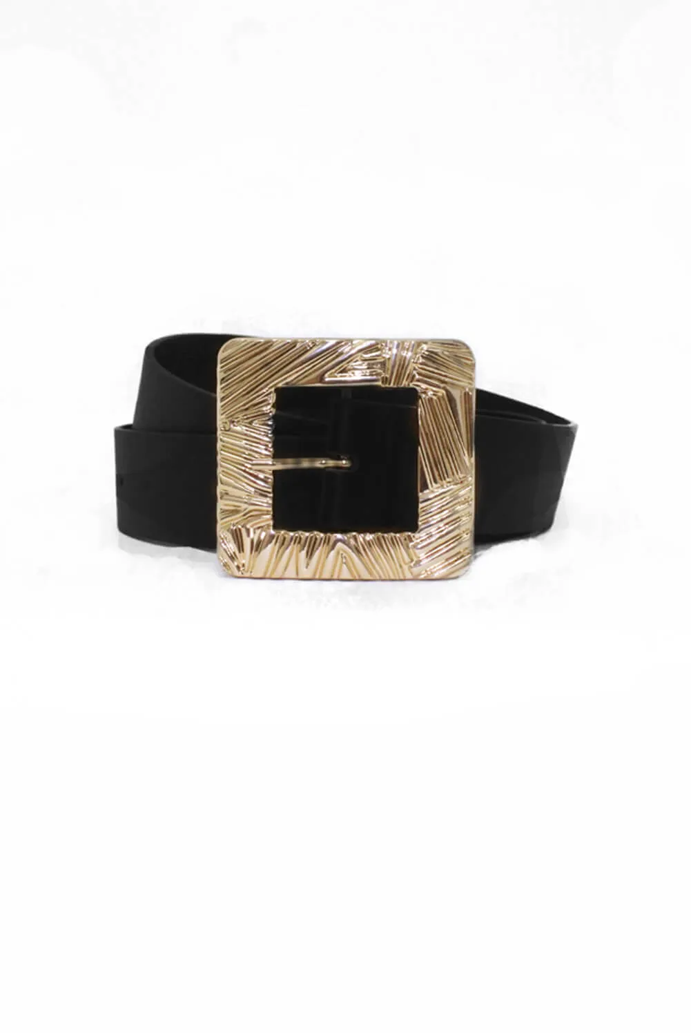 Black Wide Waist Belt With Giant Gold Buckle sold by AX Paris product image thumbnail 5