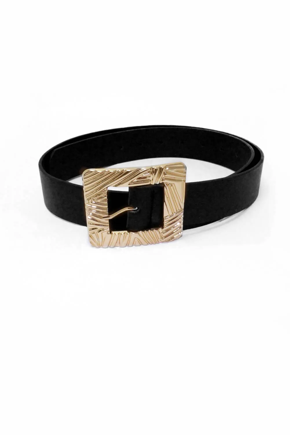 Black Wide Waist Belt With Giant Gold Buckle sold by AX Paris product image thumbnail 3