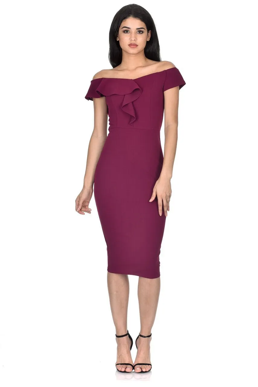 Plum Frill Detail Midi Dress sold by AX Paris product image thumbnail 2