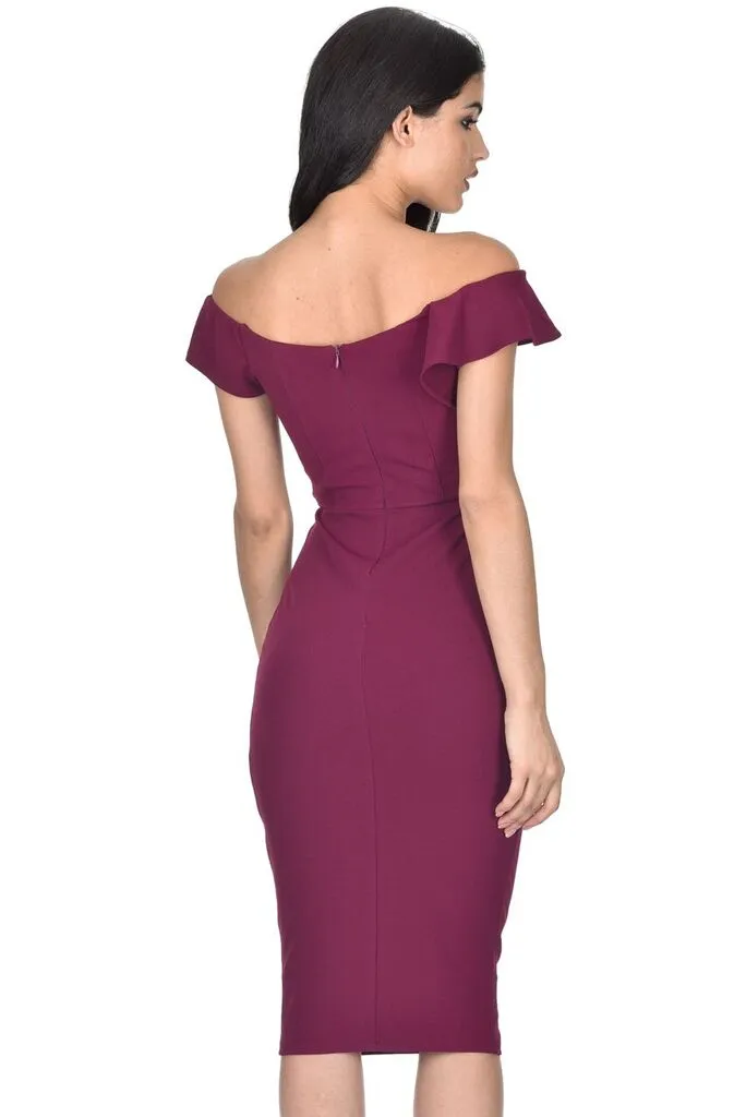 Plum Frill Detail Midi Dress sold by AX Paris product image thumbnail 3
