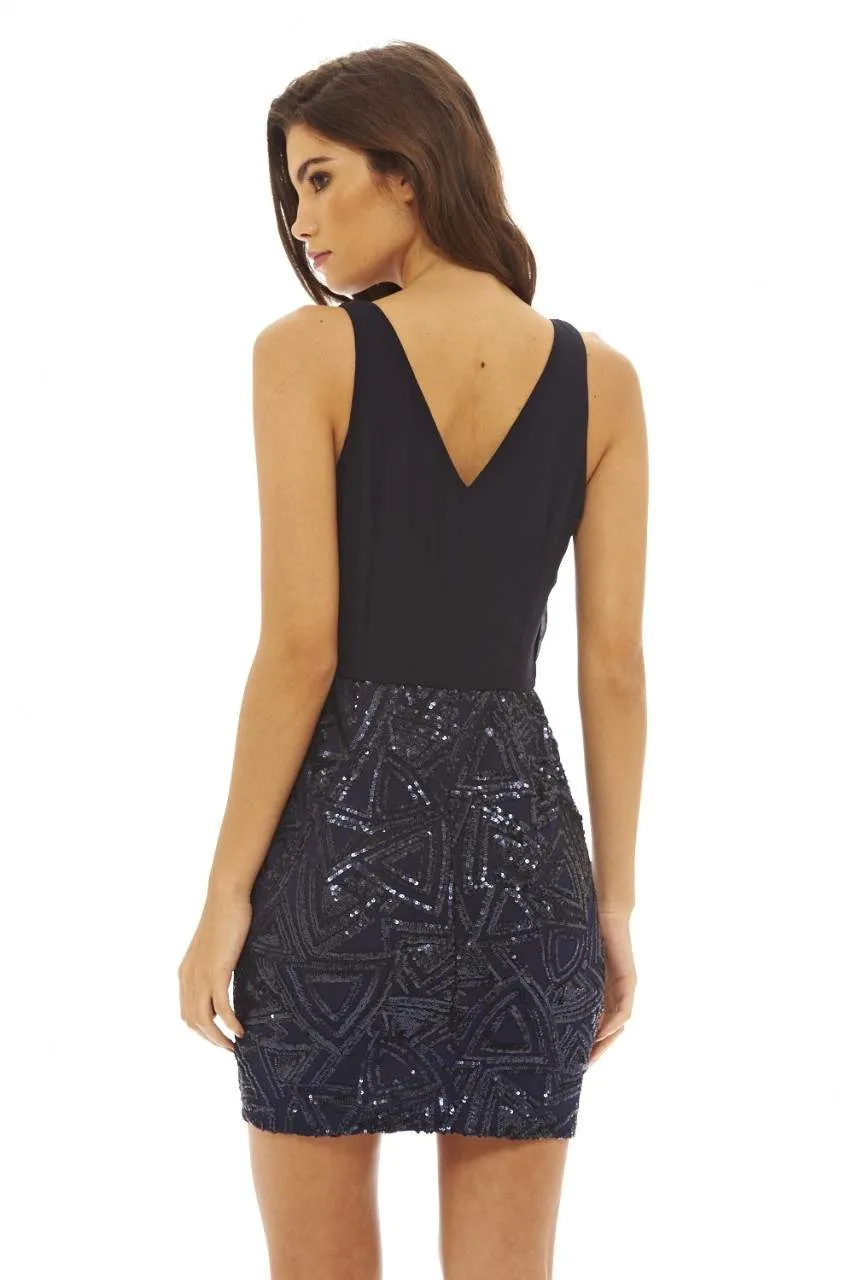 Navy Sequin Mini Dress sold by AX Paris product image thumbnail 4