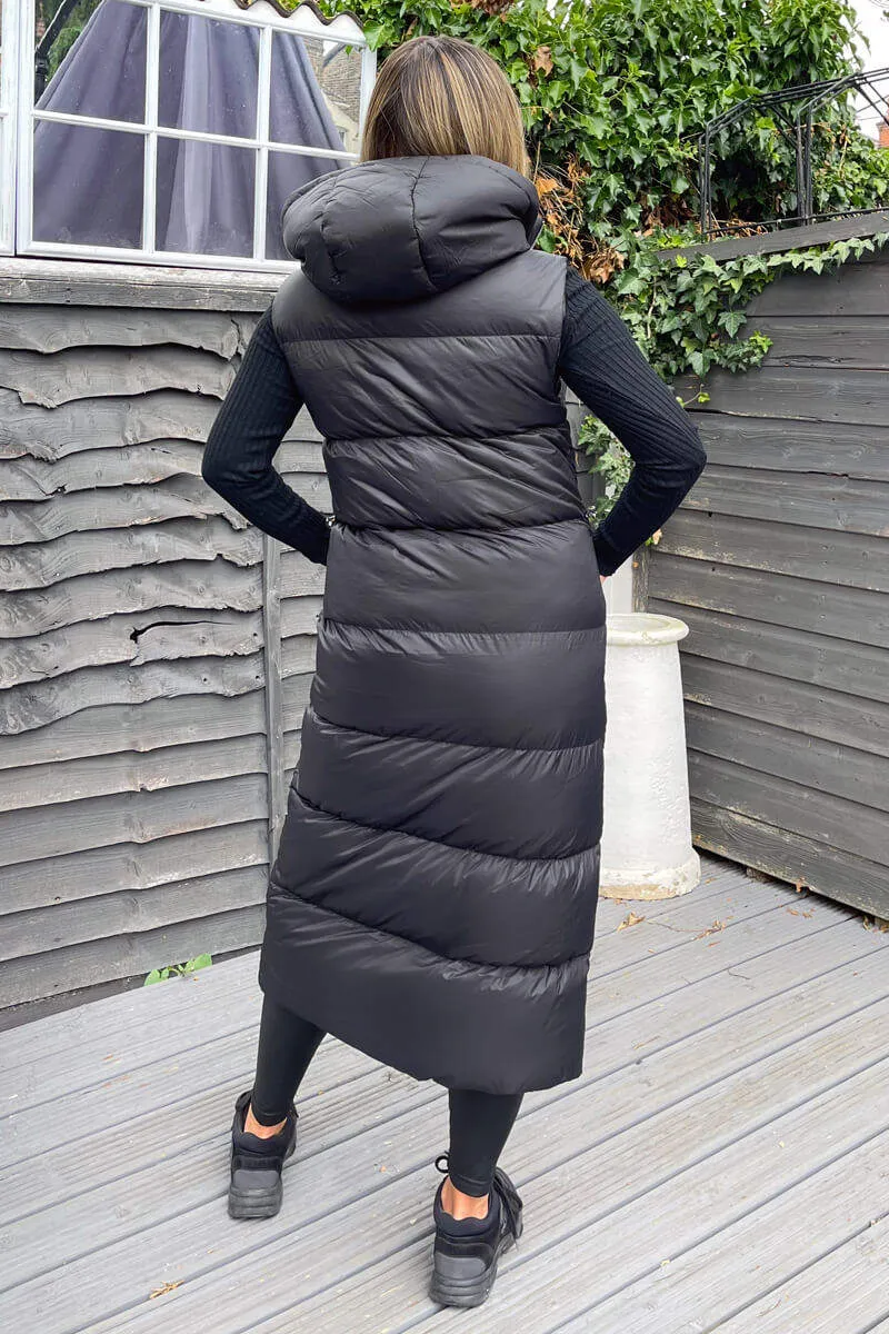 Black Drawstring Waist Puffer Gilet sold by AX Paris product image thumbnail 4