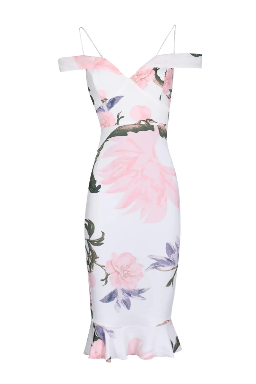 Cream Floral Fishtail Hem Midi Dress sold by AX Paris product image thumbnail 4