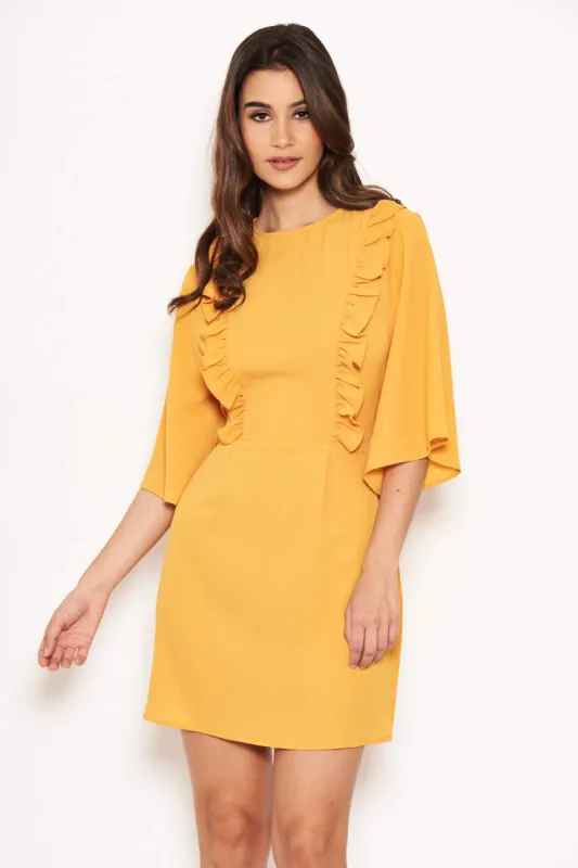 Yellow Frill Front Dress sold by AX Paris