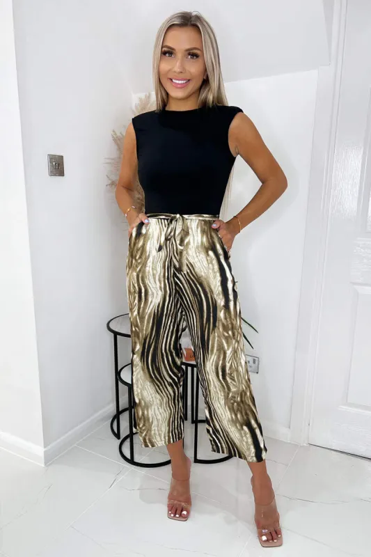 Brown Printed 2 In 1 Tie Belt Jumpsuit sold by AX Paris