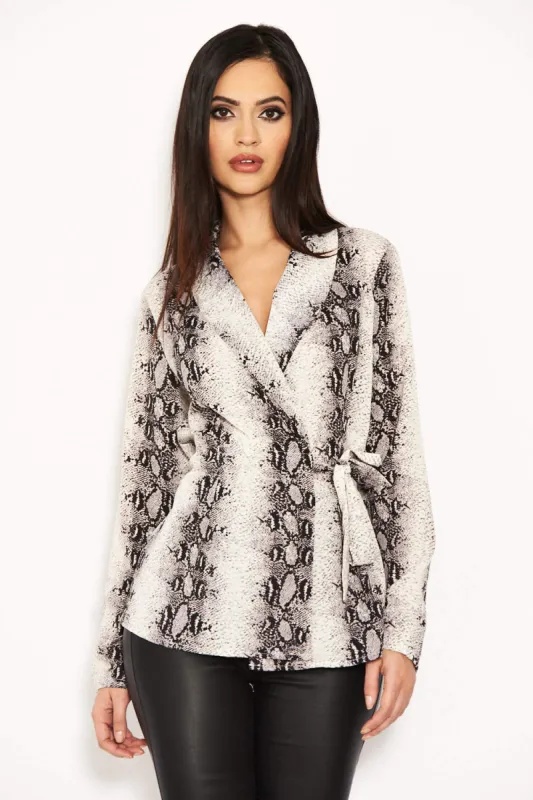 Snake Print Tie Waist Top sold by AX Paris