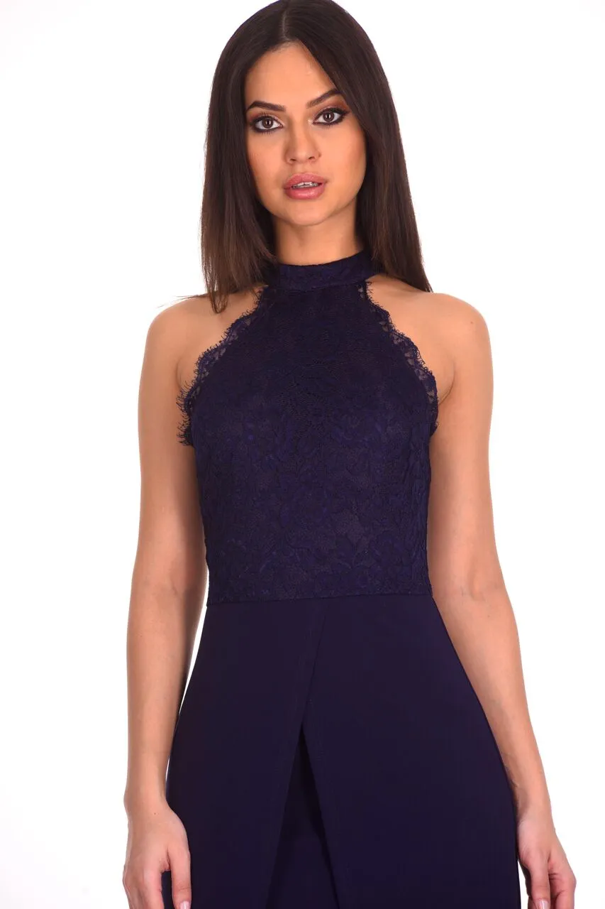 Navy Lace Wrap Over Dress sold by AX Paris product image thumbnail 5