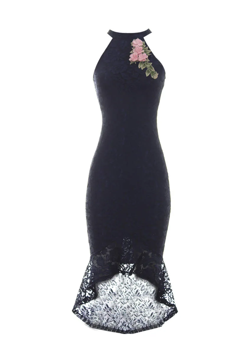Navy Lace Choker Neck Midi Dress sold by AX Paris product image thumbnail 4