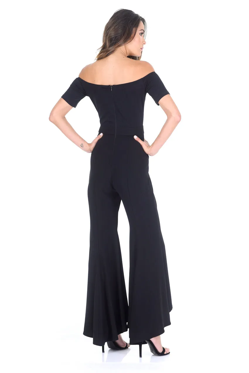 Black Bardot Jumpsuit With Flared Leg sold by AX Paris product image thumbnail 3