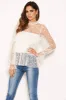 Cream Mesh Polka Dot Frill Top sold by AX Paris