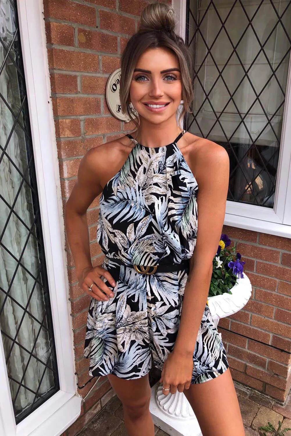 Navy Tropical Print Playsuit sold by AX Paris product image thumbnail 4