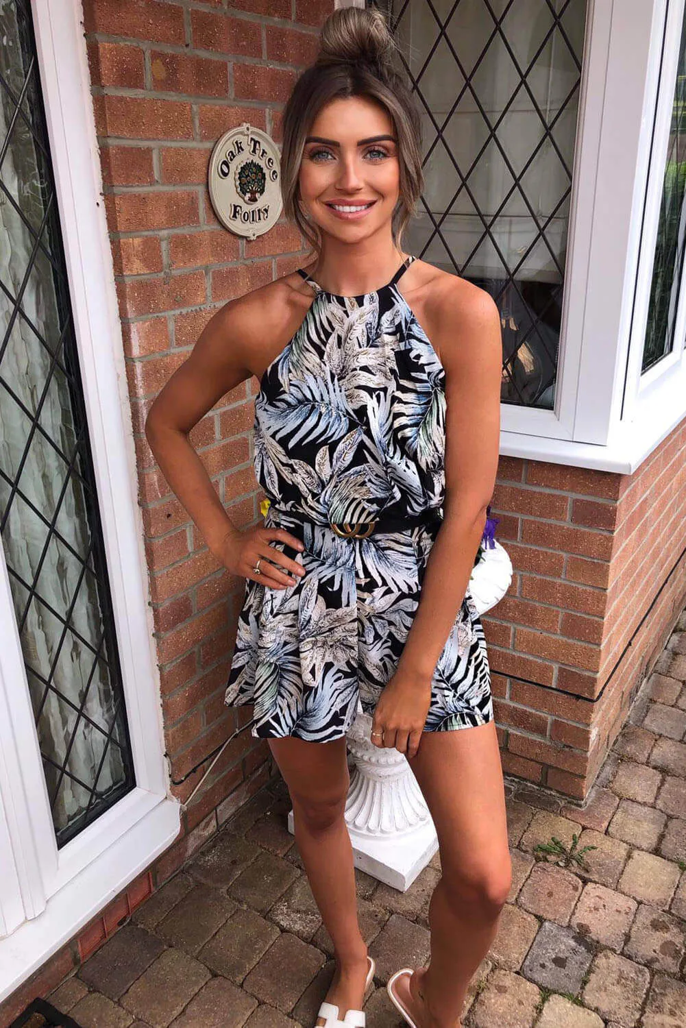 Navy Tropical Print Playsuit sold by AX Paris product image thumbnail 2