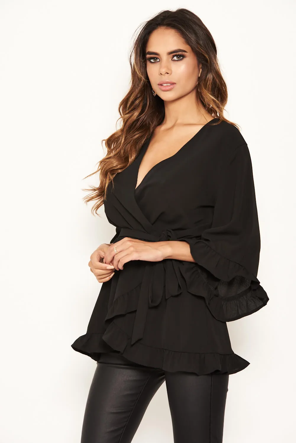 Black Frill Wrap Top sold by AX Paris product image thumbnail 5