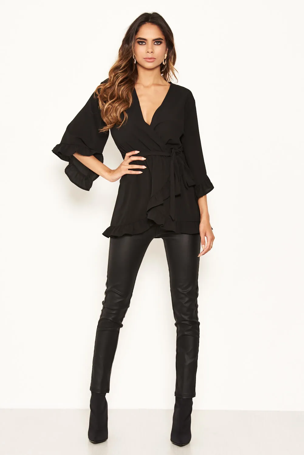Black Frill Wrap Top sold by AX Paris product image thumbnail 2