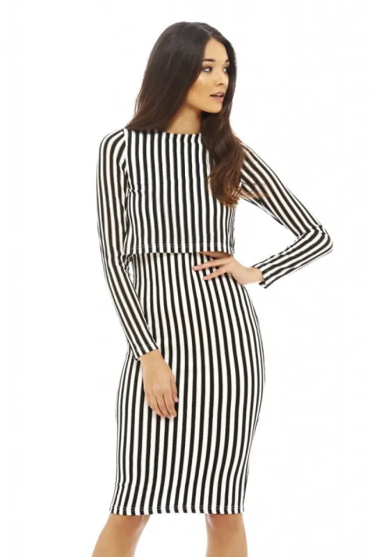 Stripey Over Lay Dress sold by AX Paris