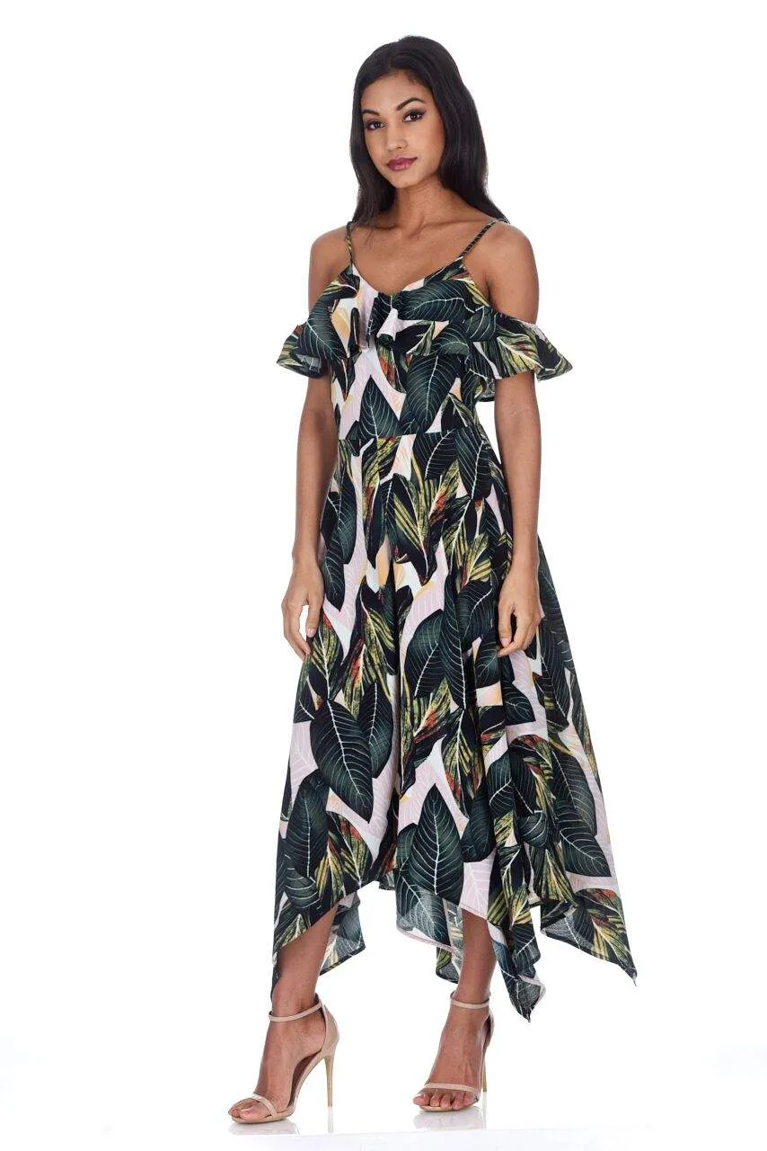 Leaf Print Frill Detail Maxi Dress sold by AX Paris product image thumbnail 5