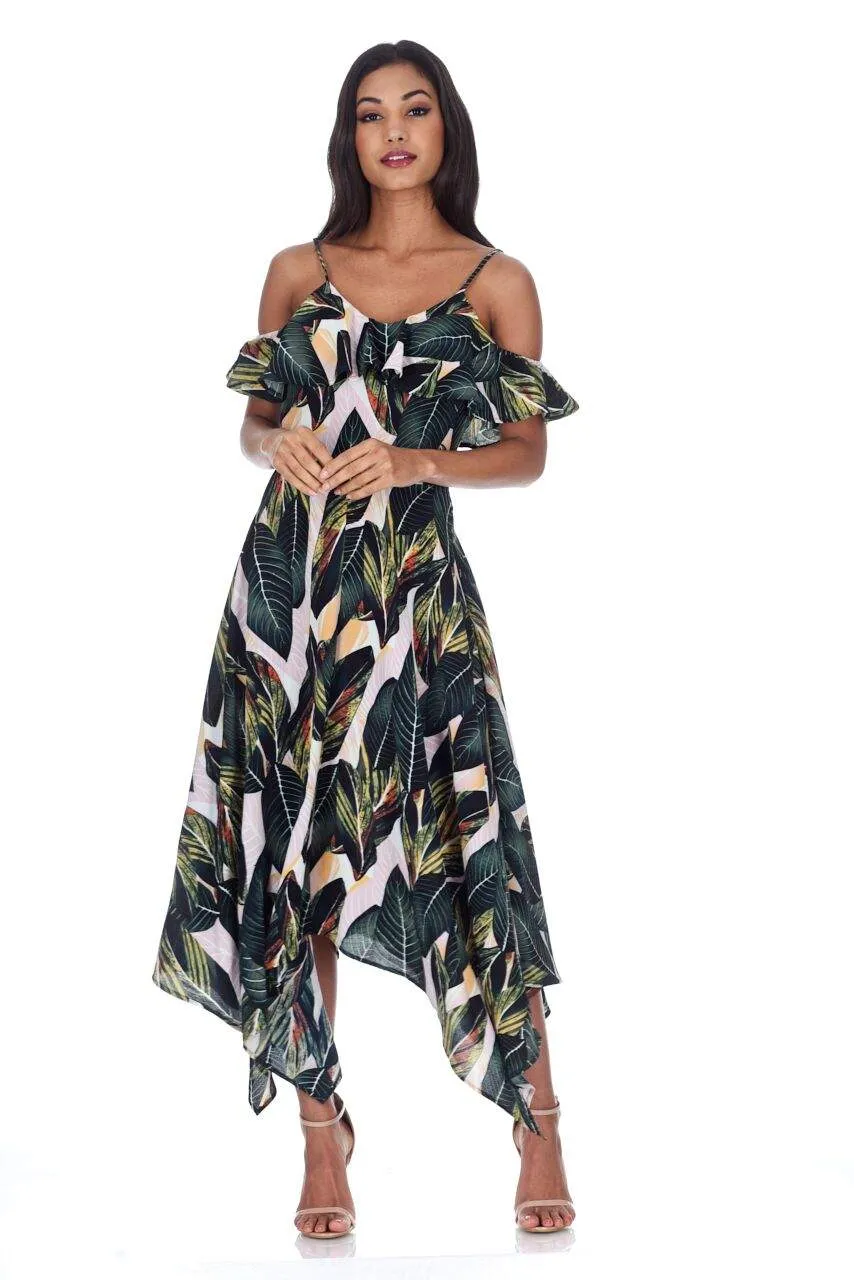 Leaf Print Frill Detail Maxi Dress sold by AX Paris product image thumbnail 2