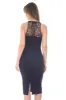Navy High Neck Midi Length Bodycon Crochet Dress sold by AX Paris