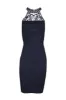 Navy High Neck Midi Length Bodycon Crochet Dress sold by AX Paris