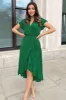 Green Wrap Over Frill Hem Short Sleeve Midi Dress sold by AX Paris