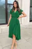 Green Wrap Over Frill Hem Short Sleeve Midi Dress sold by AX Paris