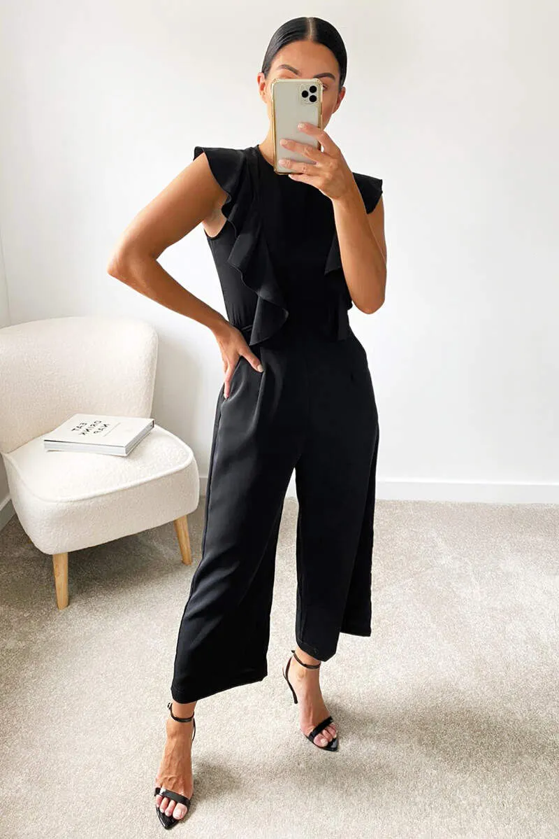 Black Frill Tie Culotte Jumpsuit sold by AX Paris product image thumbnail 4