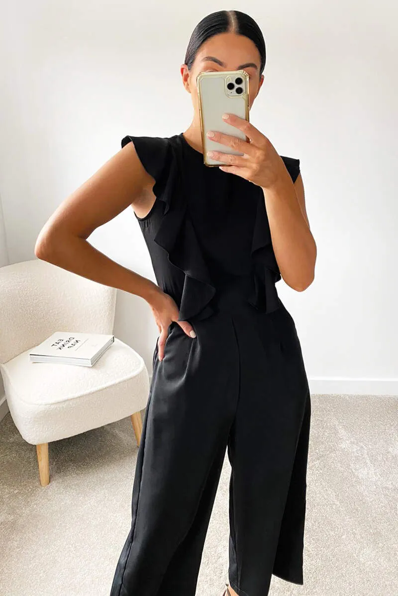 Black Frill Tie Culotte Jumpsuit sold by AX Paris product image thumbnail 5
