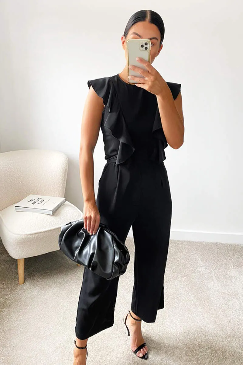 Black Frill Tie Culotte Jumpsuit sold by AX Paris product image thumbnail 2