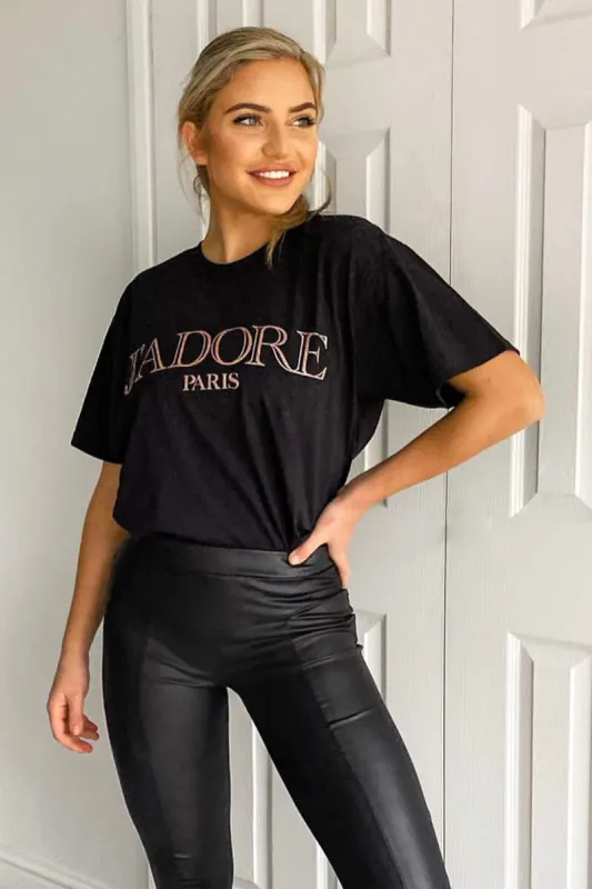 Black Jadore Oversized Tee sold by AX Paris
