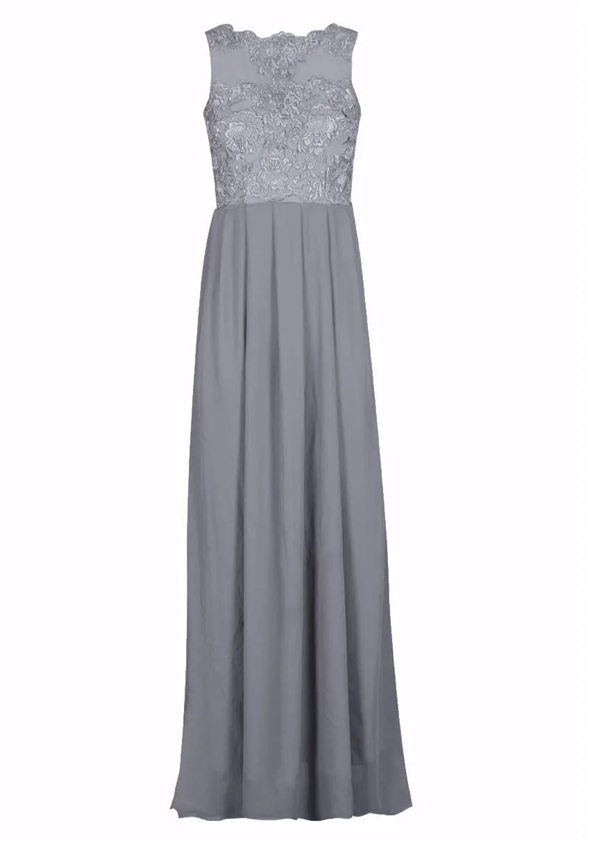 Silver Sleeveless Embroidered Maxi Dress sold by AX Paris product image thumbnail 3