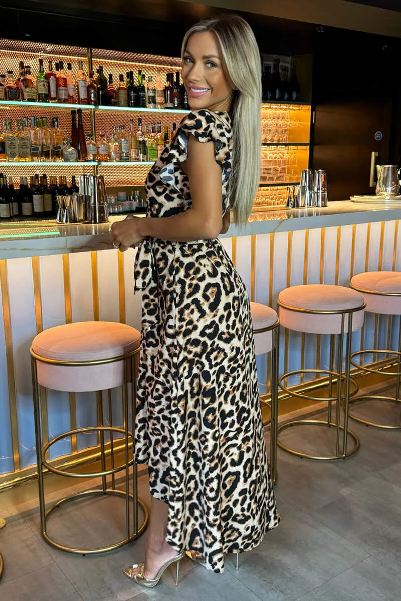 Multi Leopard Print Short Sleeve Belted Wrap Midi Dress sold by AX Paris product image thumbnail 2