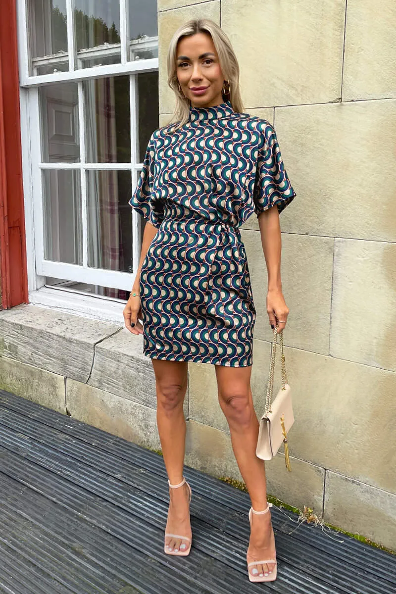 Multi Print High Neck Short Sleeved Mini Dress sold by AX Paris product image thumbnail 3