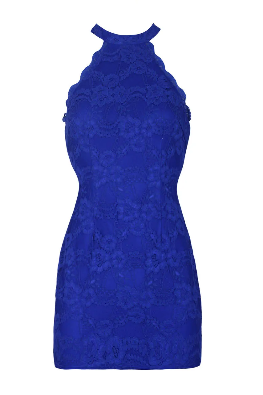 Blue Halter Lace Mini Dress sold by AX Paris product image thumbnail 5
