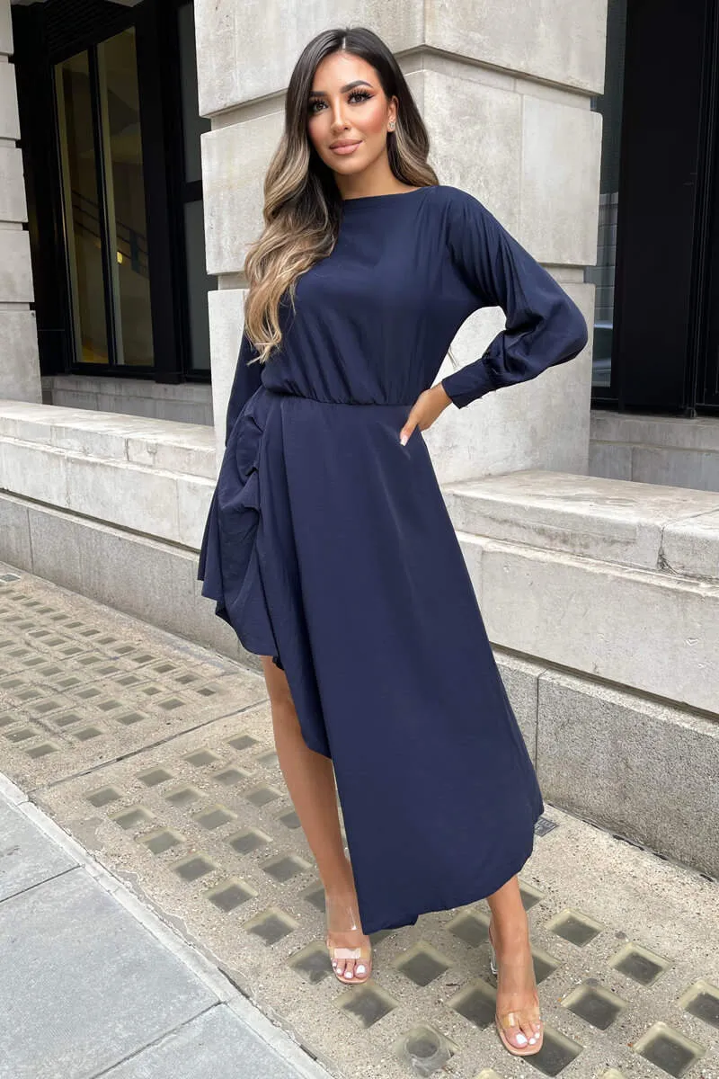 Navy High Low Skirt Midi Dress sold by AX Paris product image thumbnail 2