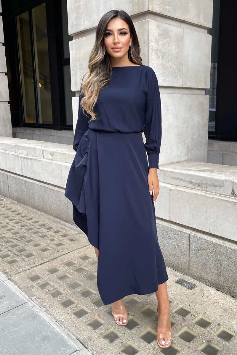 Navy High Low Skirt Midi Dress sold by AX Paris product image thumbnail 3