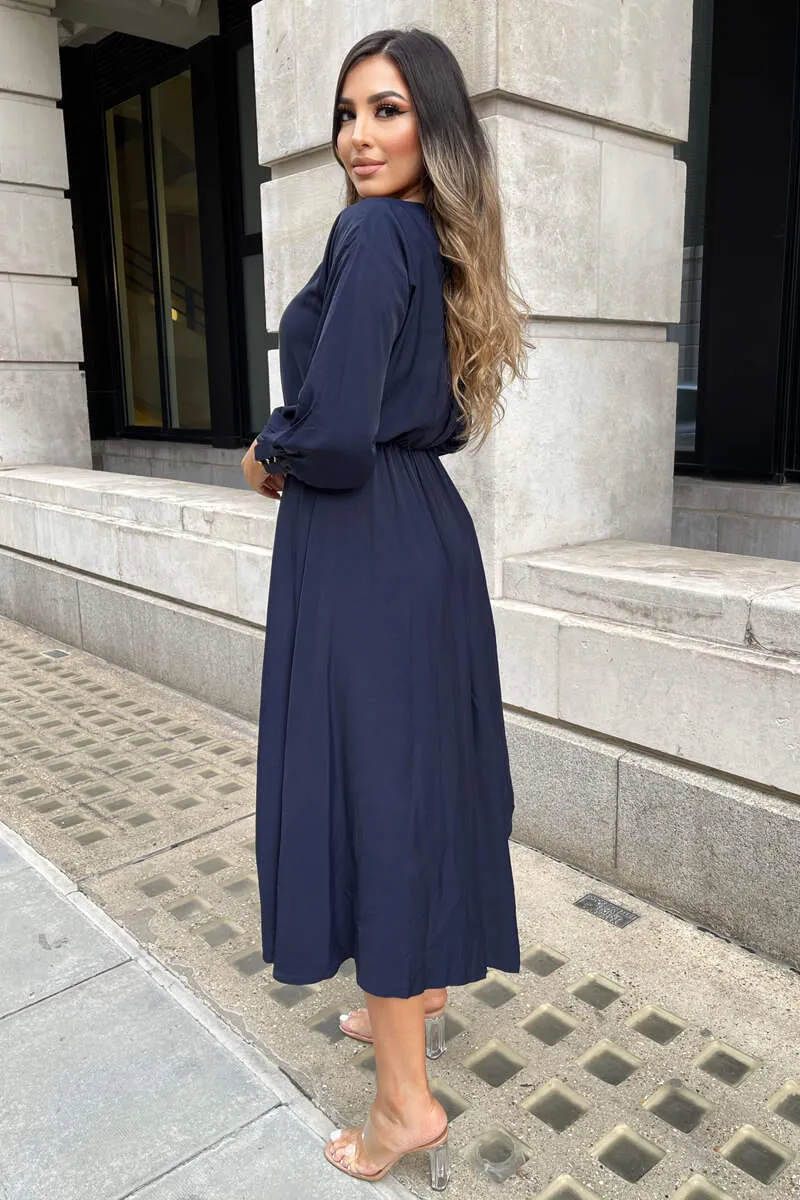 Navy High Low Skirt Midi Dress sold by AX Paris product image thumbnail 4