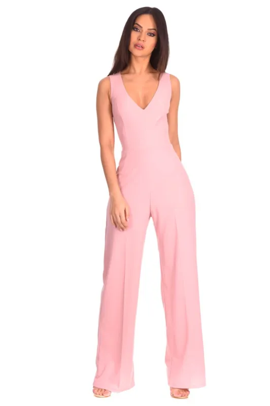 Blush V Neck Jumpsuit sold by AX Paris