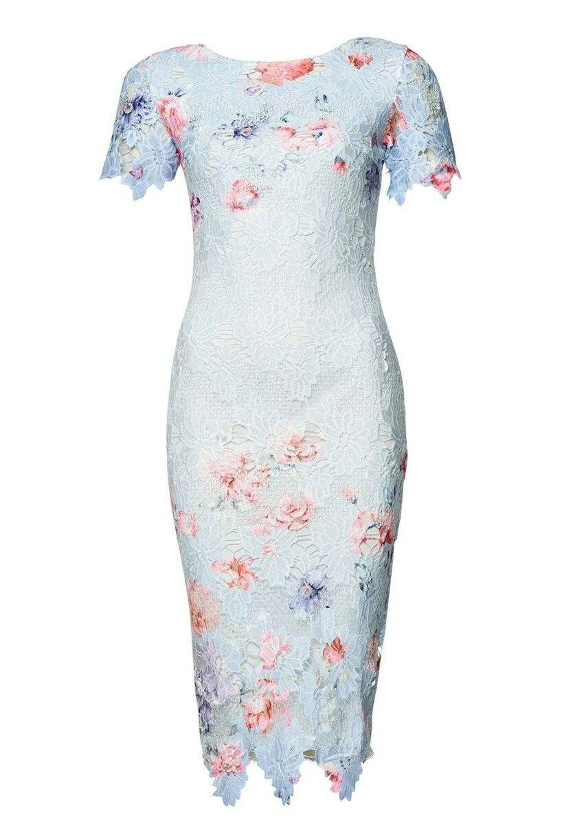 Blue Lace Printed Midi Dress sold by AX Paris product image thumbnail 4
