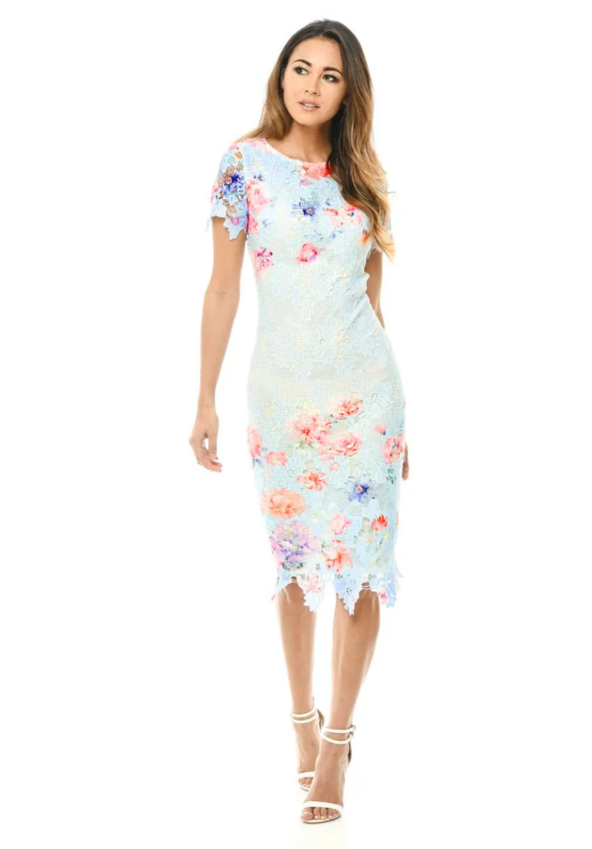 Blue Lace Printed Midi Dress sold by AX Paris product image thumbnail 2
