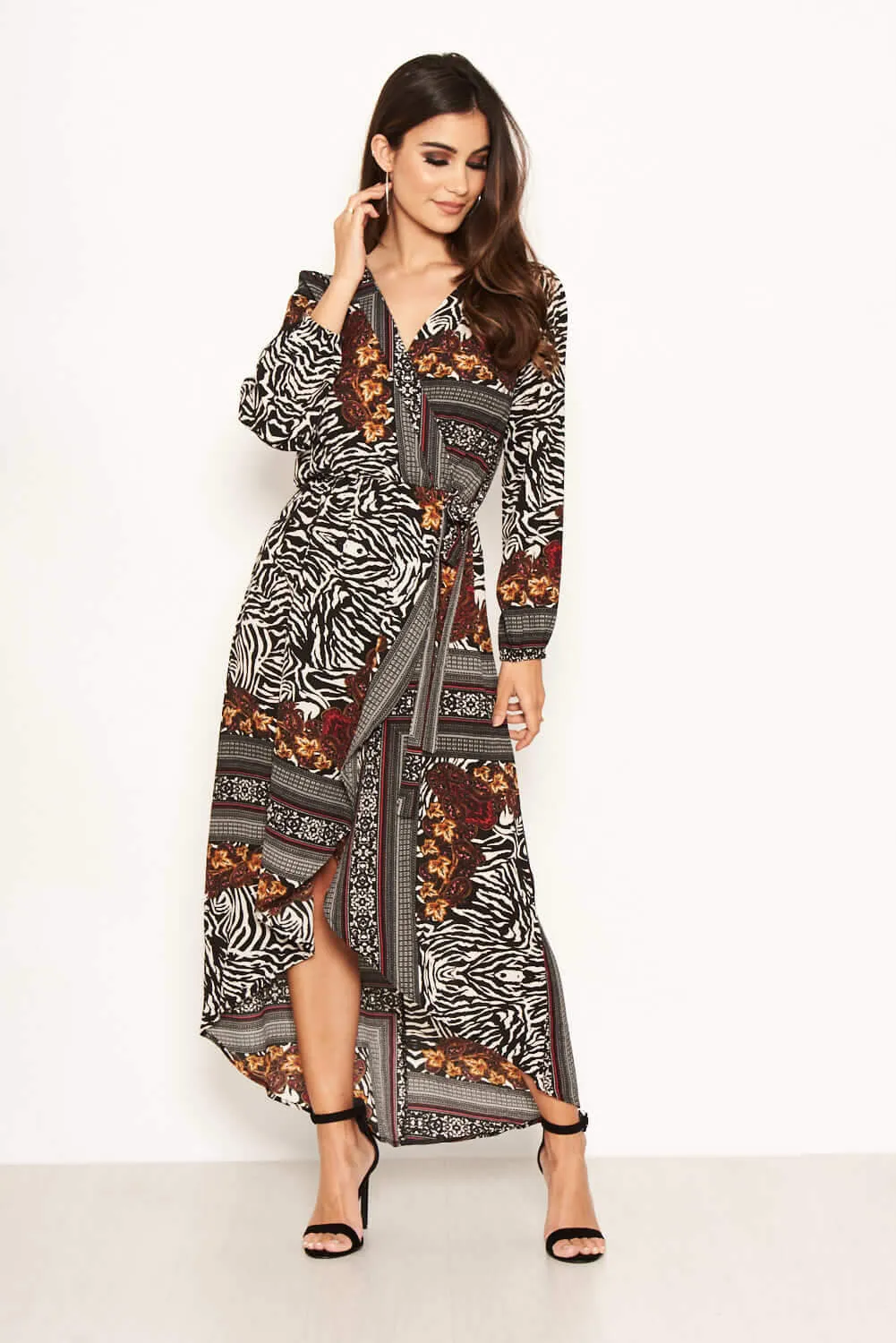Multi Print Wrap Maxi Dress sold by AX Paris
