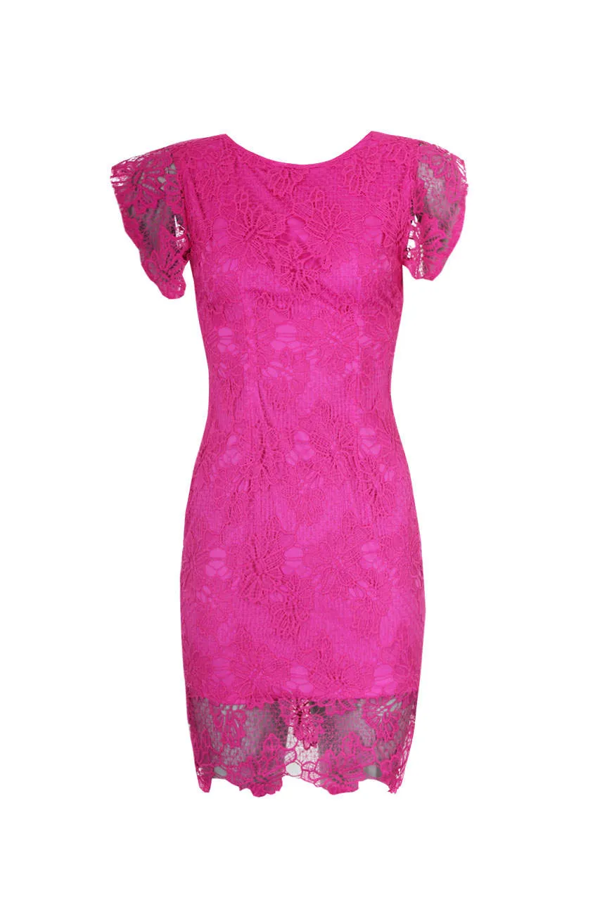 Cerise Crochet Midi Dress sold by AX Paris product image thumbnail 4