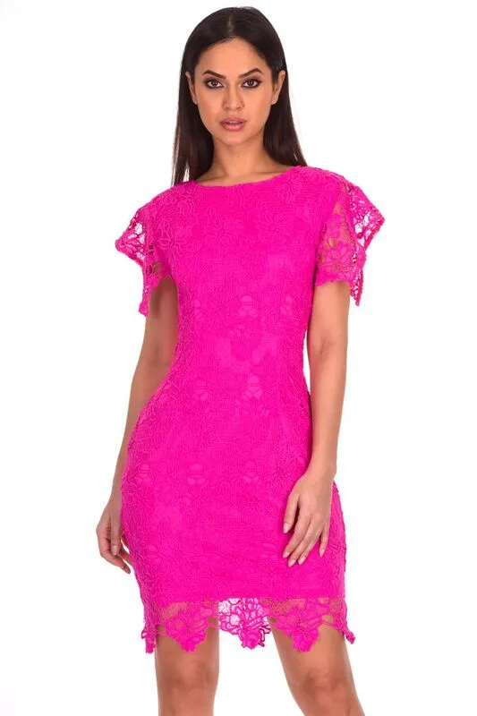 Cerise Crochet Midi Dress sold by AX Paris product image thumbnail 5