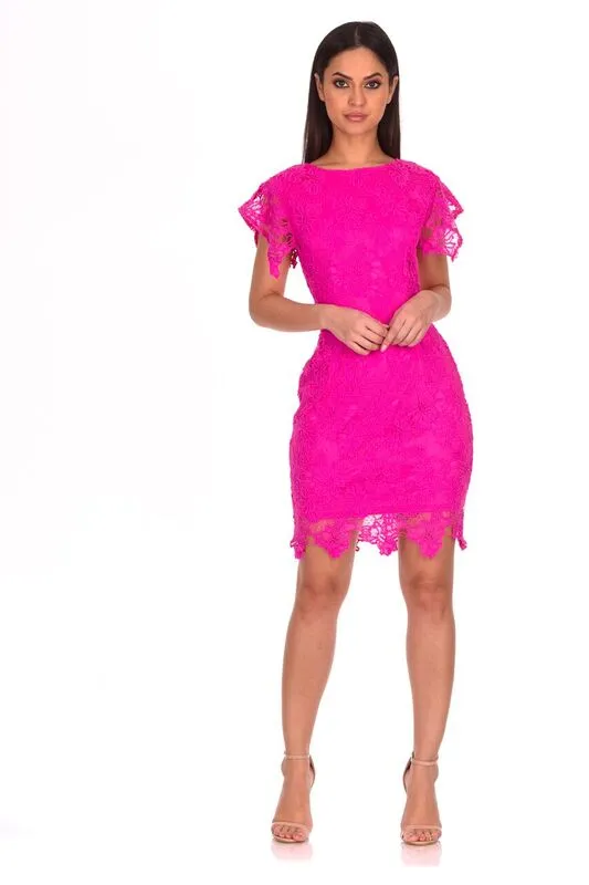 Cerise Crochet Midi Dress sold by AX Paris product image thumbnail 2
